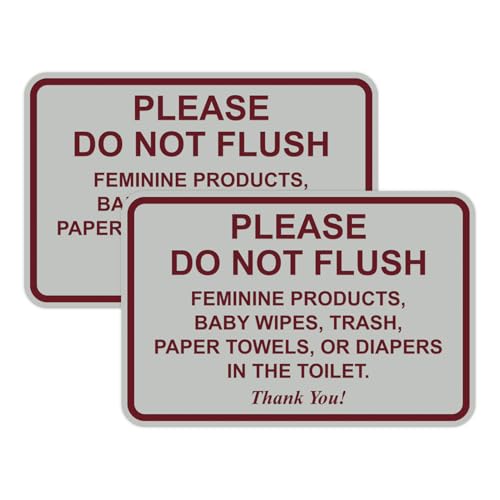 Panneau Please Do Not Flush gris en plastique ABS lot de 2 plaques pour toilettes 12,7x17,8 cm