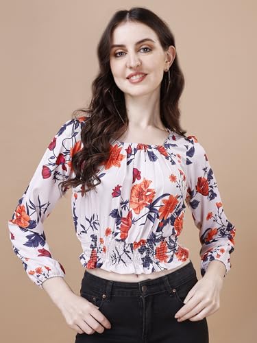 Image of Wedani Women's Casual Foral Print Puff Sleeve Regular Top