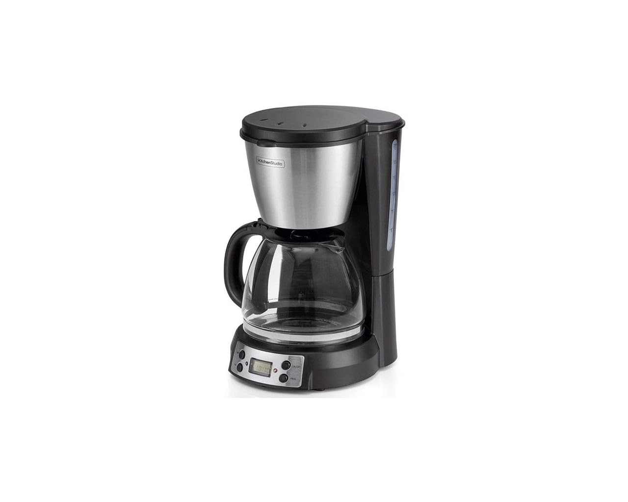 KitchenChef KSMD250T Wolnostojący Półautomatyczny Ekspres do kawy (Wolnostojący, Przelewowy ekspres do kawy, 1,5 l, Kawa mielona, 900 W, Czarny, Stal nierdzewna)