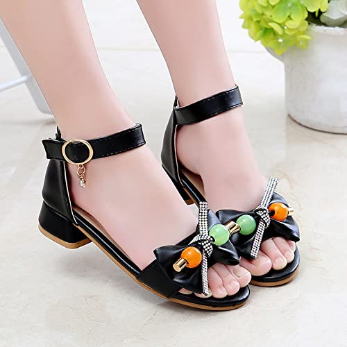 Big Kids Girls Open Toe Low Heels Ankle Strap Pumps For Toddler Flower Party Wedding Princess Shoes2