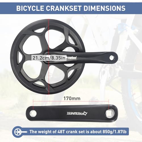 Balinge PRO-2 Prowheel Crankset 170Mm 48T Crankset 170Mm Universal Square Crankset Set Double Chain Cover 170Mm Crank Aluminium Alloy Arm For Single/1/6/7/8 Speeds City Bike,Fat Bike,E-Bike,Folding Bike thumb #3