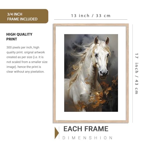 Image of kotart Premium Paintings with Frame for Home Decoration - Modern Art Golden Horse Painting for Living Room Bedroom Office Wall Decoration - Pack of 4 (Art 5, Big (13x17 or 13x13 inch))