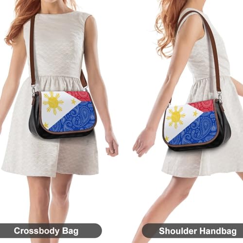Paisley Philippines Flag PU Leather Crossbody Bag, Mini Phone Sling Bag Wallet Purses, Handbag for Women, Fashion4