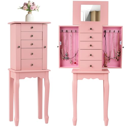 Giantex Jewelry Armoire Cabinet with Mirror and Storage