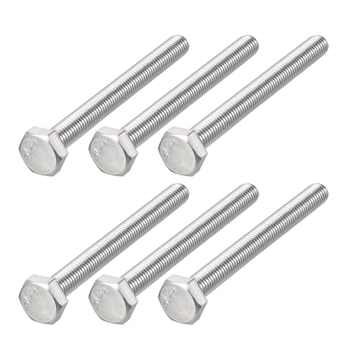 Image of METALLIXITY Hex Bolts (M10-1.5x100mm) 6Pcs, 304 Stainless Steel Coarse Fully Threaded Hex Head Screw Bolt Machine Screws - for Furniture Repair, Silver