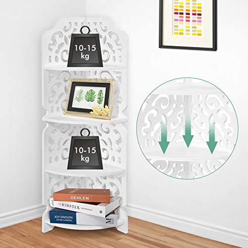4 étages Étagère d'angle Meuble d'angle Rangement Meuble de Rangement Bibliothèque d'angle Bibliothèque de Rangement Étagère de rangement pour Salon Chambre Cuisine Balcon Salle de Bain 22 x 18 x 80cm - Image 7