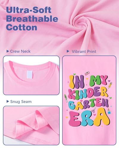 Image of First Day of Kindergarten Shirt for Girls Boys Kids Toddler 1st Day of School Shirts in My Kindergarten Era Cotton Tshirt