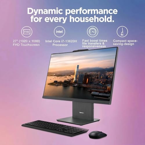 Image of Lenovo ThinkCentre 27 FHD Inch All-in-One Touchscreen Desktop Computer | 13th Gen Intel Core i7 (10-Core, up to 4.90GHz) | 64GB RAM, 2TB SSD | HDMI & RJ-45 | Wi-Fi 6 | Win 11 Pro | 100Hz Refresh Rate