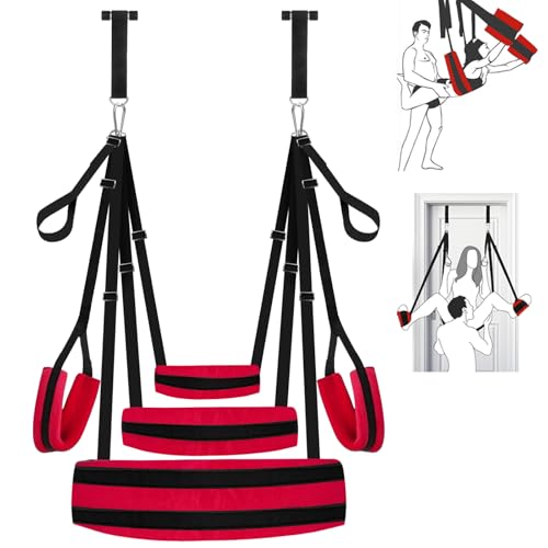 BDSM Sex Swing for Couples, Adjustable Sex Swings with Widened Soft Cushion Adjustable Sex Straps Door Hanging Swing Thigh Restraint, Swing Bondage Restraint for Adult Sex Toys