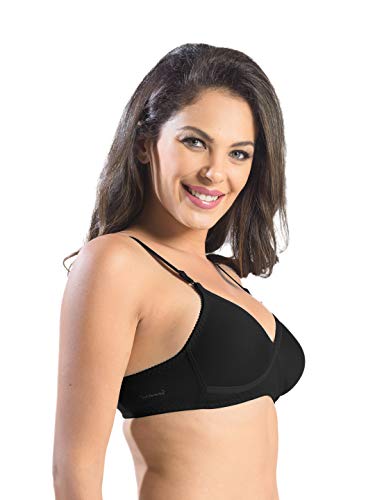 Image of SONARI Womens Non Padded Regular Cotton Bra | Wire-Free, Medium Coverage, Sewn-in Bump for Natural Lift, Polycotton Blend Fabric, Hook & Eye Closure, Adjustable Straps - Violet