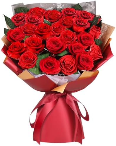 ADDWel 24 Preserved Red Roses Bouquet - Real Roses That Last 3+ Y...