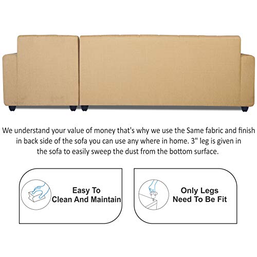 Image of Adorn India Rio Highback L Shape 6 Seater Sofa Set (Right Hand Side) (Beige) (3 Year Warranty)