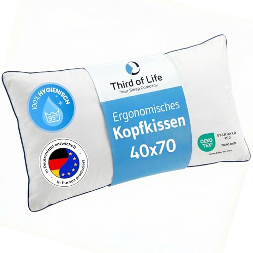 Kopfkissen 40x70 inSPIRO, Premium Kissen von Schlafexperten entwickelt, Ergonomisches Schlafkissen für Seitenschläfer, Rückenschläfer, Bauchschläfer, Ideales HWS Nackenstützkissen, Pillow made in EU