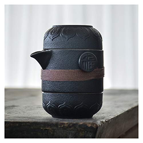 Fit for TANGPIN Black Crockery Ceramic teapots with 2 Cups a Tea Sets Portable Travel Tea Set drinkware (Color : Black)