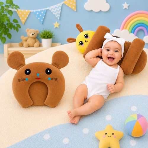 Image of Baby Pillow Combo Set for Newborns & Infants | Toddler Pillow Head Support Cushions with Plush Side Rollers for 0-12 Months