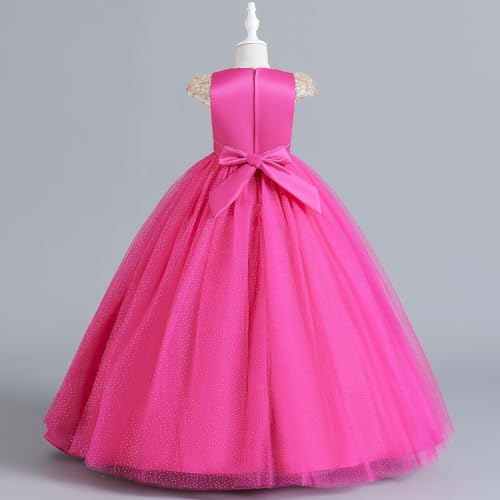MYRISAM Girls Embroidered Lace Dress Bowknot Cap Sleeve Wedding Party Prom Princess Birthday Pageant Evening Long Tulle Gown3