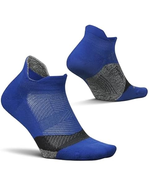 Feetures Elite Light Cushion No Show Tab Ankle Socks - Sport Sock with Targeted Compression - New Boost Blue, XL (1 Pair)