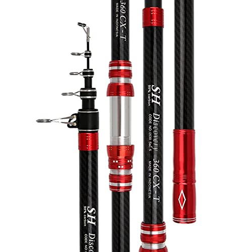 YADLCR Caña de Pescar telescópica 2,7/3,0/3,6/4,2/4,5 m, caña de Surf de Viaje, Potencia giratoria de 60-150g, caña de Pescar de Carbono para lanzar Surfcasting (Size : 2.7m) Cover