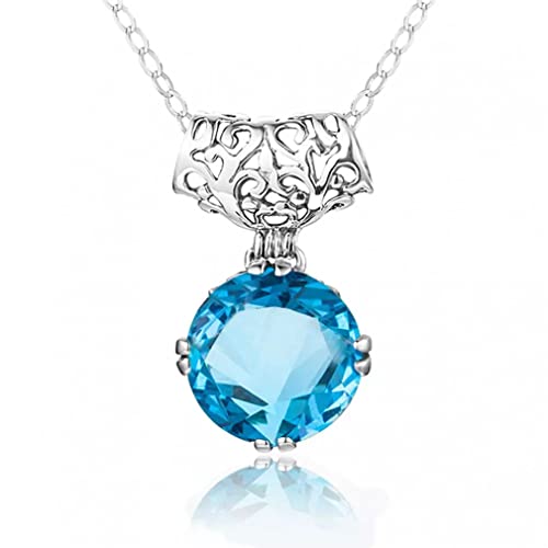 Collier topaze bleue et argent 925 avec pendentif fleur pour femme