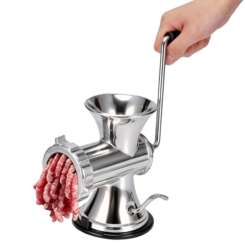 Manueller Fleischwolf aus Aluminiumlegierung, Handbetrieb mit Saugfuß, für Fleisch, Gewürze, Paprika, inkl. Wurstfüllung und Mahlwerk