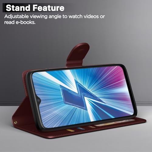 Image of Pikkme Flip Cover for Vivo Y12 / Y15 / Y17 / U10 Leather Finish | Inside TPU with Card Pockets | Wallet Stand and Shock Proof | Complete Protection Flip Case (Brown)