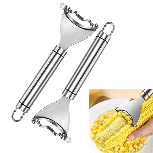2PCS Stainless Steel Corn Planer Cutter Thresher, Corn Stripper from the Cob
