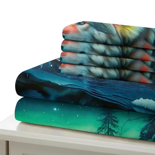 Housse de couette loup imprimée 3D en microfibre premium double avec zip caché