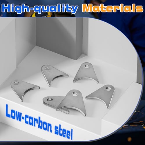 Image of Hicarer 8 Pcs Steel Weld on Tab Universal Shock Mount Flat Tab Brackets Steel Gusset Welding Accessories, with a 1 /2 inch Hole, 1 /4 inch Thick (Axle Mount)