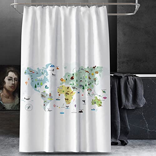 Rideau de douche haut de gamme carte animaux en polyester résistant 200x200 - 5