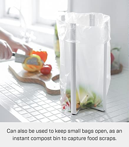 YAMAZAKI dwelling 6784 Kitchen Multi Eco Stand-Multifunctional Plastic Bag Holder, One Measurement, White 4 41Tsz+VZR5L. AC