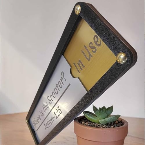 Image of Sliding Door Sign Board with In /Out Status | Personalised Name Plate Display | MDF Base with Gold /Silver ABS Acrylic | Office, Cabin, Toilet, Room Sign (11.5 x 3 Inch)