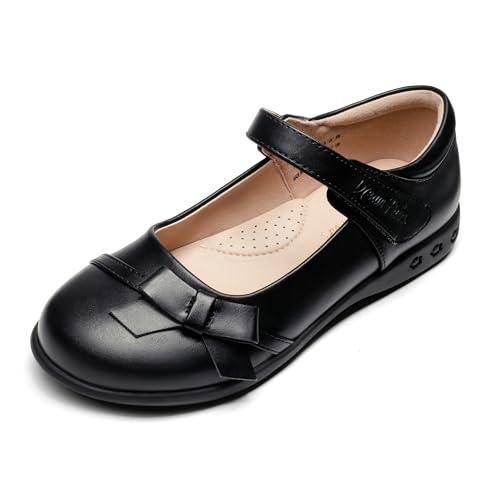 DREAM PAIRS Girls School Uniform Shoes Mary Jane Dress Flats(Little Kid/Big Kid) 4 Big Kid Black/Pu