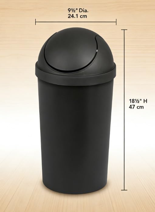 Caneca de basura negra pequeña 3 galones con tapa giratoria miniatura 2