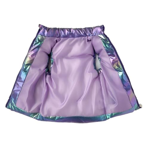 Girls Puffer Vest Stand Collar Zipper Iridescent Glossy Winter Kids Vest - image 4