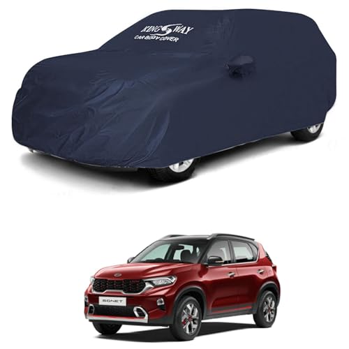 Image of KINGSWAY Accessories Waterproof Car Cover Only Compatible with Kia Sonet Year 2020 to 2024, Mirror Pockets, Bird Poop, All Weather, Scratch and UV Protection Car Body Cover, Grey