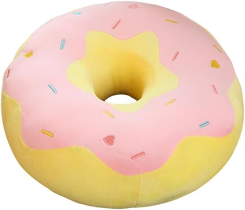 Almohada redonda con forma de dona de 15 pulgadas, felpa suave, divertida y rellena de alimentos, cojín de asiento para sofá, silla, sofá de suelo