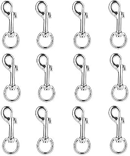 12Pcs Stainless Steel Swivel Eye Lobster Clasp Bolt Snap Clip Hook Trigger Clips Heavy Duty Key Chain Bag Clips for Dog Leash Collar