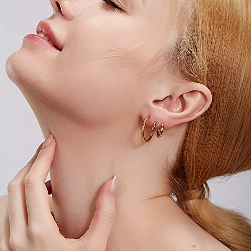 10 Pairs Silver Hoop Earrings Set for Women Surgical Steel Hoop Earrings Lightweight Hypoallergenic Tiny Small Hoops For Girls Men （8mm 10mm 12mm 14mm 16mm）2