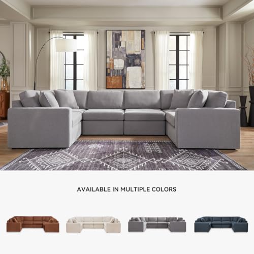 Image of Signature Design by Ashley 6-Piece U-Shaped Modular Sectional, Gray