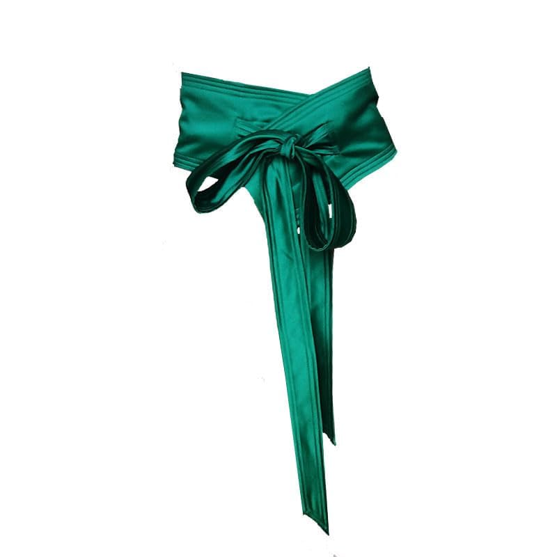 Belt for lady lace up Wide Waist cover tie Women's Tie Front Waist Corset satin black waist belt For Dress3