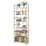 finetones 6-Tier Bookcase, Free Standing Display Bookshelf, Storage Organizer Unit with X Crossbars,