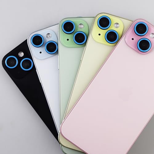 Image of BONVAN for iPhone 15 /15 Plus Camera Lens Protector Glow in the Dark Tempered Glass Screen Accessories Luminous Lens Cover for iPhone 15 /15Plus (2PCS) (Blue)
