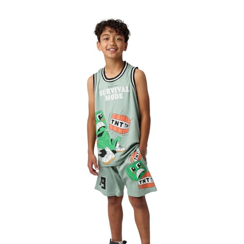 Minecraft Survival Mode Youth Boy Basketball Jersey and Lounge Shorts Set3