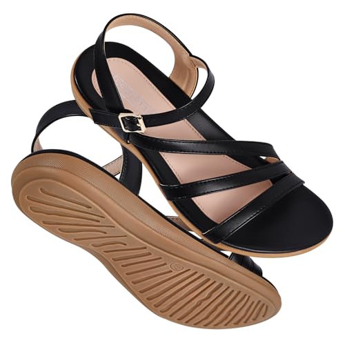 Image of Flat Sandals for Women Dressy - Comfortable Summer Strappy Sandal