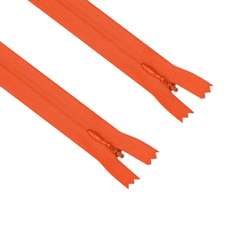 Image of ANPURZII 2PCS #3 24 Inch Vermilion Orange Invisible Zippers for Sewing Skirts, Nylon Coil Bulk Zippers for Pocket, Pillow(Vermilion Orange 24 inch 2PCS)