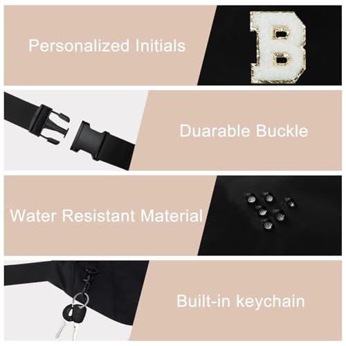 Image of MAXTOP Belt Bag with Initial Letter Patch,Personalized Fanny Pack Crossbody Bag Waist Pack with Initial Letter Patch,Christmas Gifts Cute Trendy Stuff for Daughter Sister Her,Black B