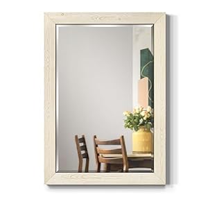 Renditions Gallery Rustic Barnwood Rectangular Framed Wall Mirror-White, 29X41