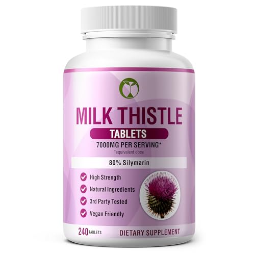 Natural Foundation Supplements Milk Thistle Supplement 240 Tablets Daily Liver Support 7000Mg Per Serving From 70Mg 100:1 Extract 3Rd Party Tested 80% Silymarin Made In The Usa cover