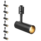 ダクトレールライト ライティングレール用スポットライト ledスポットライト消費電力10W 暖かい光3000K LED搭載 大光量1100lm アメリカ(BridgeLux)LEDチップ 演色性Ra96.5 器具一体型 電球不要 取付簡単 ブラック(ブラック+電球色+6個入り)