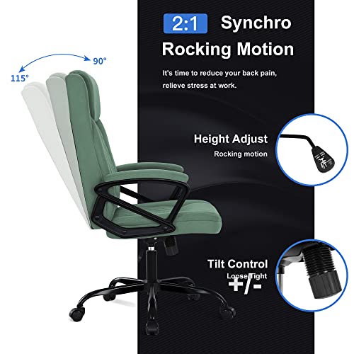Misolant Executive Chair, Big And Tall Office Chair, Office Chair, Office Desk Chair,Fabric Office Chair Ergo Chair With Adjustable Height, High Back Office Chair (Green) #TOP4